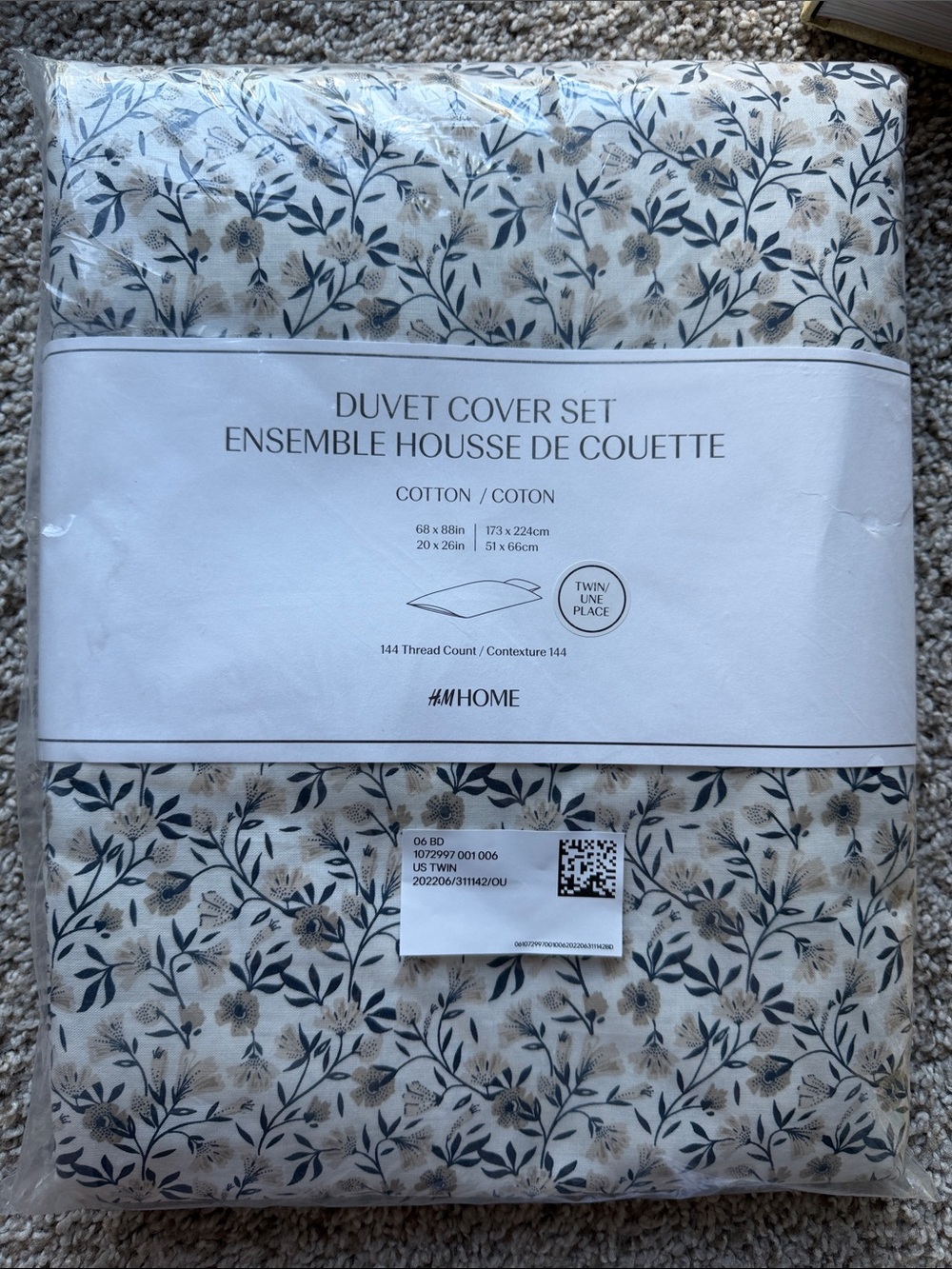 H&M Home Floral Cotton Duvet Cover Set TWIN